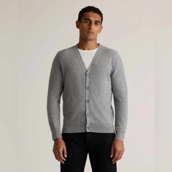 New Quince Mongolian Cashmere Cardigan Sweater in Heather Grey